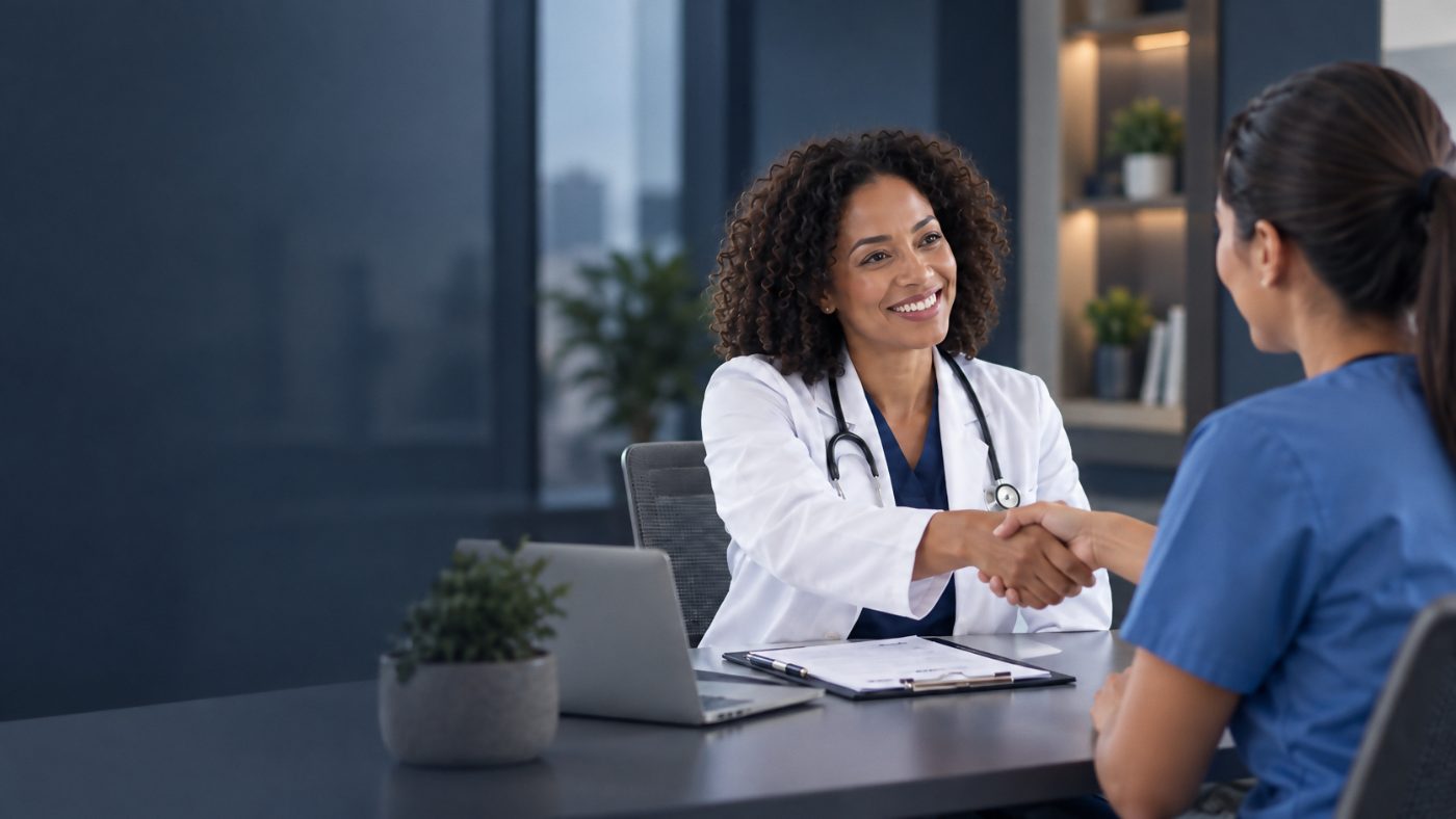 A recruiter meeting a clinician